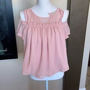 Elegant sheer with lined bodice off the shoulder shirt